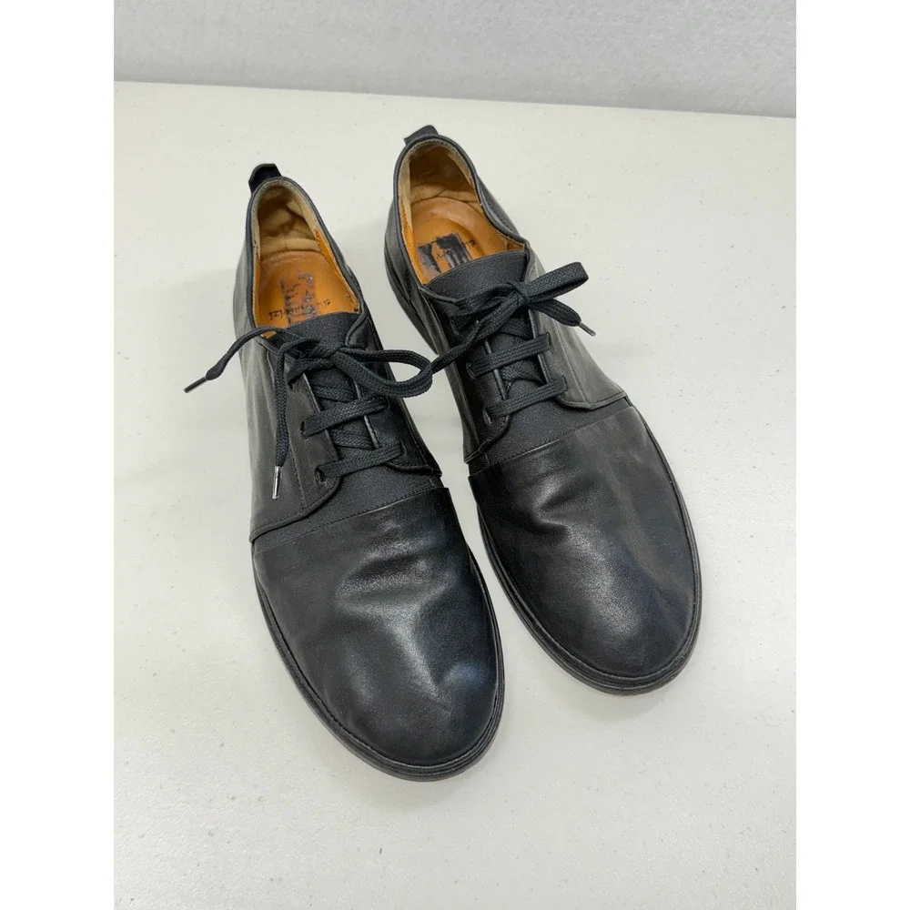 Elia Maurizi Black Leather Lace Up Derby Shoes Made in Italy Mens 10 M
